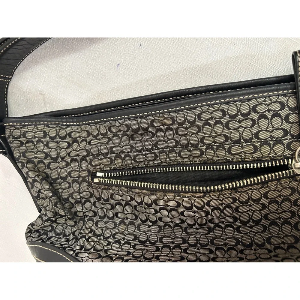 Coach Shoulder Bag Small Y2K Black Signature Jacquard Leather F10945 Women